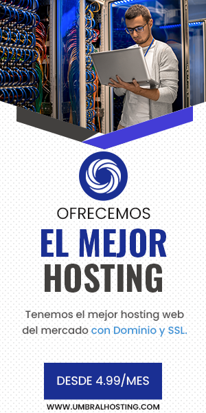 Banner de hosting y dominio de umbralhosting.com el mejor hosting al mejor precio.